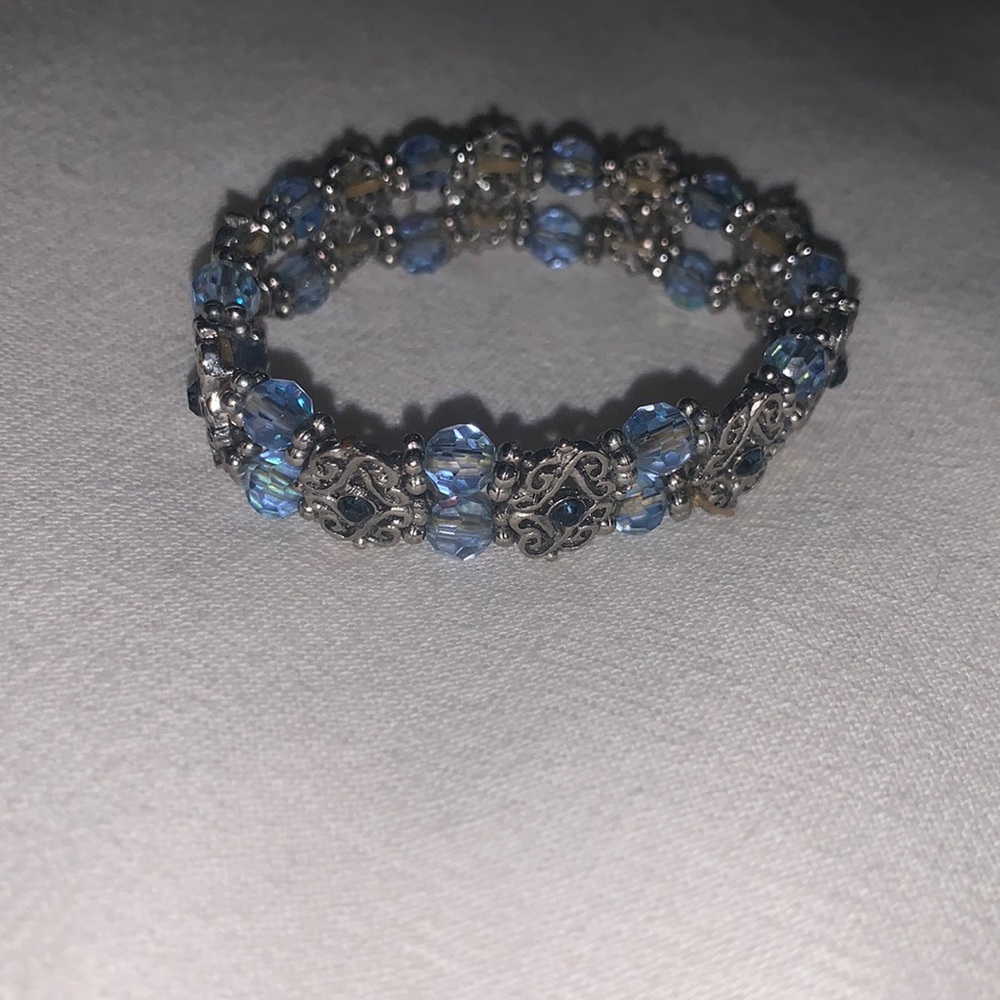 Blue and silver crystal bracelet